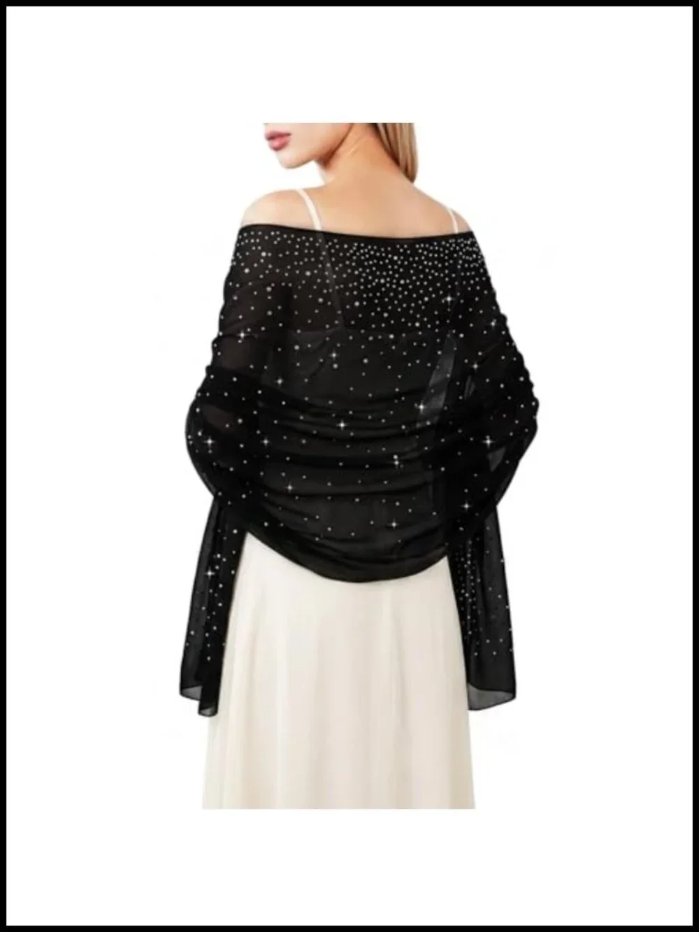 Sparkly Sequin Chiffon Shawl Wrap for Women Evening Wedding Bridal Party Scarf
